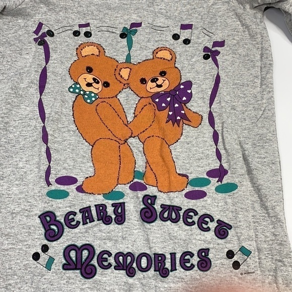 Vintage Comfy Club "Beary Sweet Memories" Gray Long Sleeve Nightgown - Picture 7 of 11